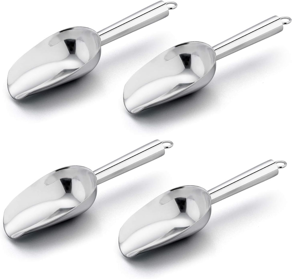 E-far Mini Scoop, 3 Ounce Stainless Steel Kitchen Utility Scoops, 4 Pack