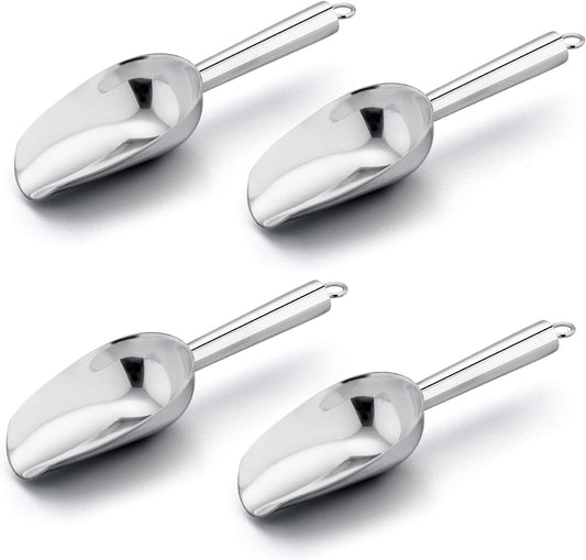 E-far Mini Scoop, 3 Ounce Stainless Steel Kitchen Utility Scoops, 4 Pack
