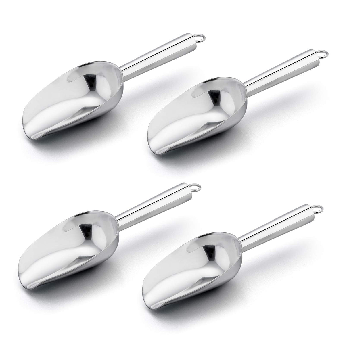 E-far Mini Scoop, 3 Ounce Stainless Steel Kitchen Utility Scoops, 4 Pack