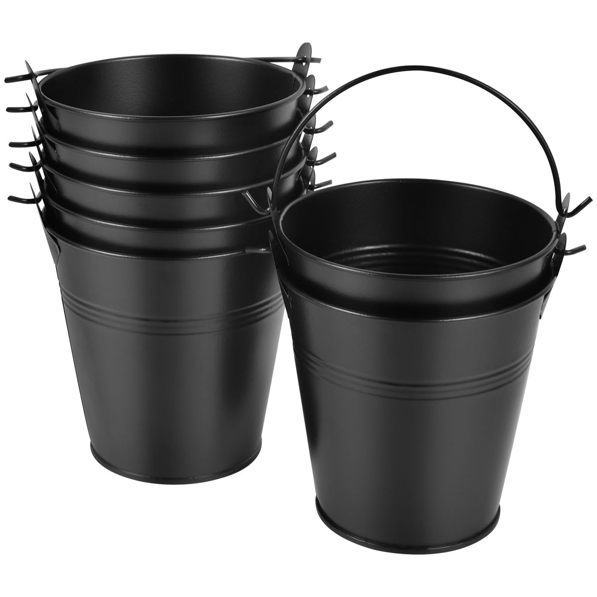 OBTANIM 7 Pack Red Metal Buckets with Handle Galvanized Ice Pails for Plants, Succulents, Party Favors Organizing, Rustic Home Decor or Classrooms Pencil Storage (7.1 x 5.2 inch)