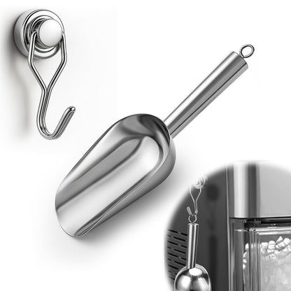 Juome 12oz Stainless Steel Ice Scoop for Freezer with Magnetic Holder