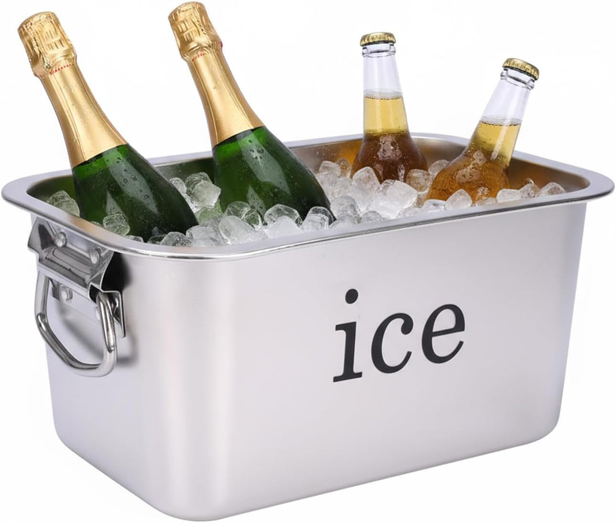 12L(12.7Qt) Ice Bucket for Freezer,Stainless Steel Ice Cube Bin with Handle,Large Capacity Ice Container Champagne Bucket Carry Drink Storage Cooler,Halloween Ice Buckets for Parties