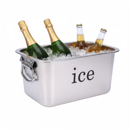 12L(12.7Qt) Ice Bucket for Freezer,Stainless Steel Ice Cube Bin with Handle,Large Capacity Ice Container Champagne Bucket Carry Drink Storage Cooler,Halloween Ice Buckets for Parties