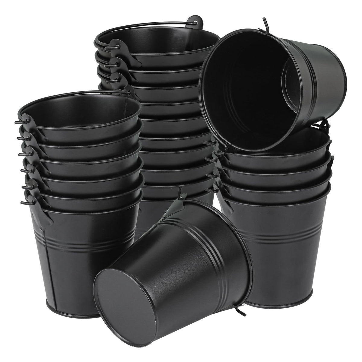 12 Pack 7 Inch Large Galvanized Ice Buckets with Handles, 100 OZ Metal Bucket for Beer, Wine, Champagne, Parties, BBQs, Tailgating, and Elegant Centerpieces
