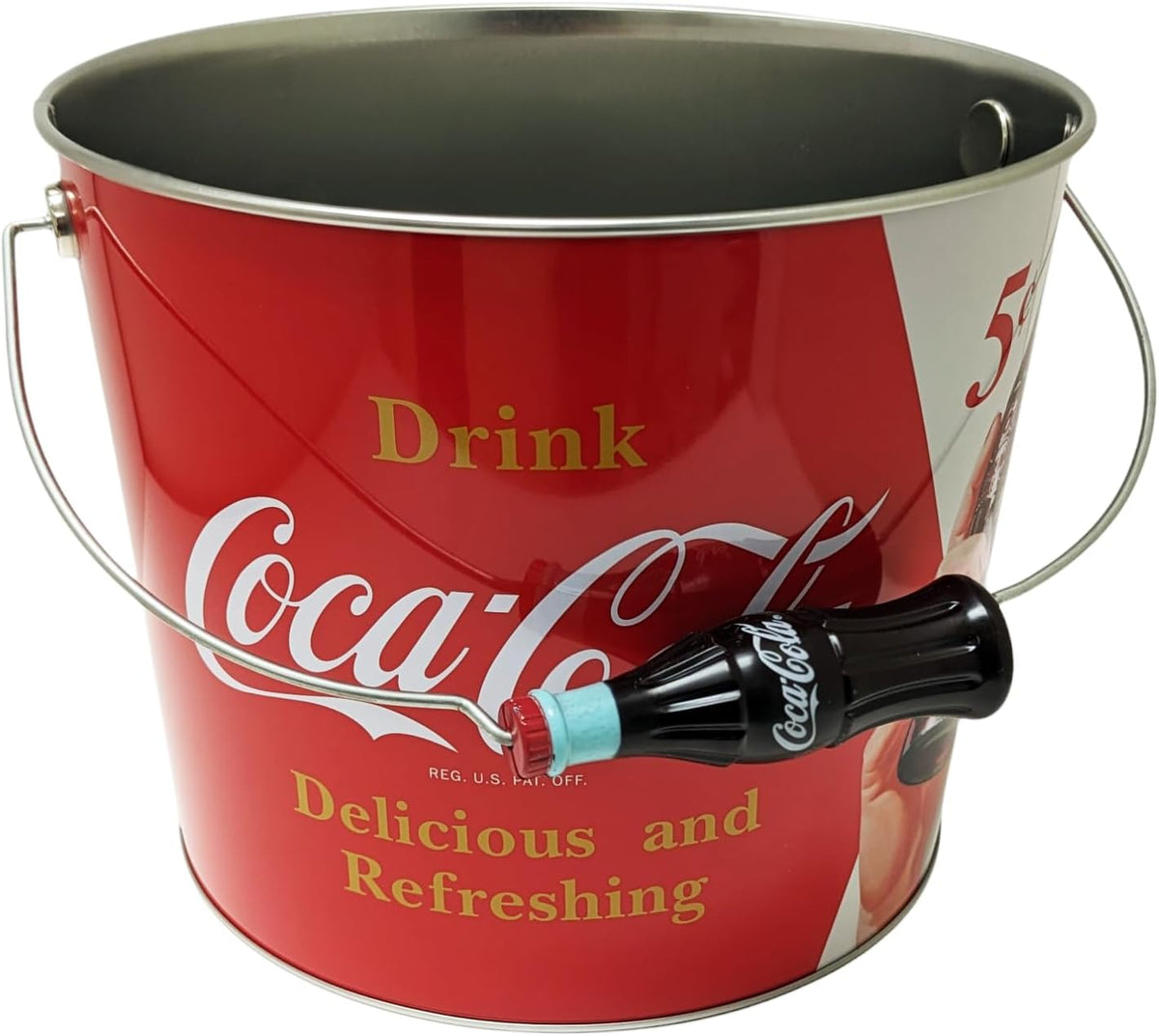 The Tin Box Company Coca-Cola Large Beverage Bucket with Coke Bottle Handle