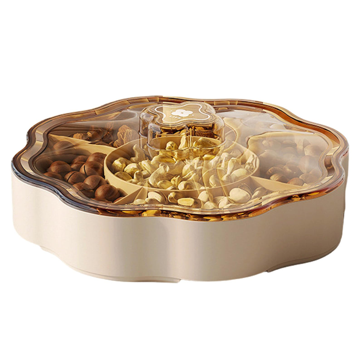 Candy Box Dry Fruit Container With Lid For Living Room 5 Compartments Snacks Organiser For Household Use