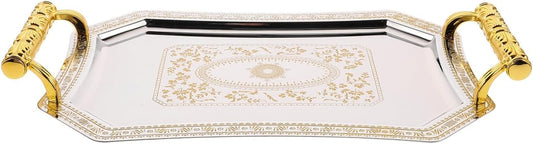 Amosfun Stainless Steel Serving Tray Golden 11.00X7.86X4.72in Modern