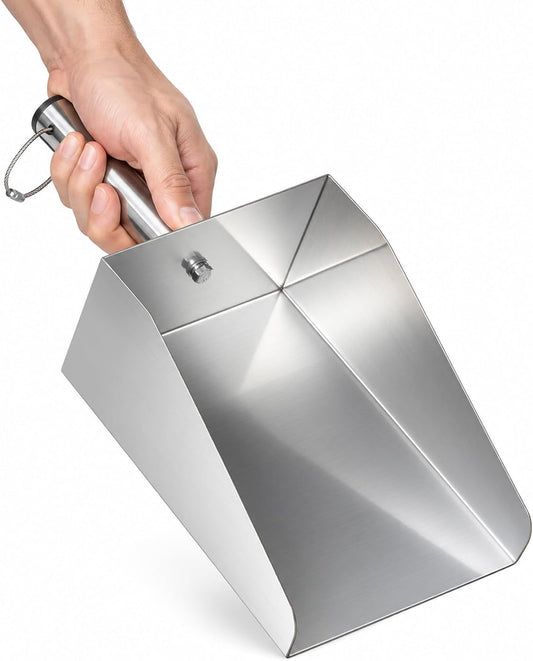 304 Stainless Steel Grain Scoop, Heavy Duty Ice Metal Feed Scoop