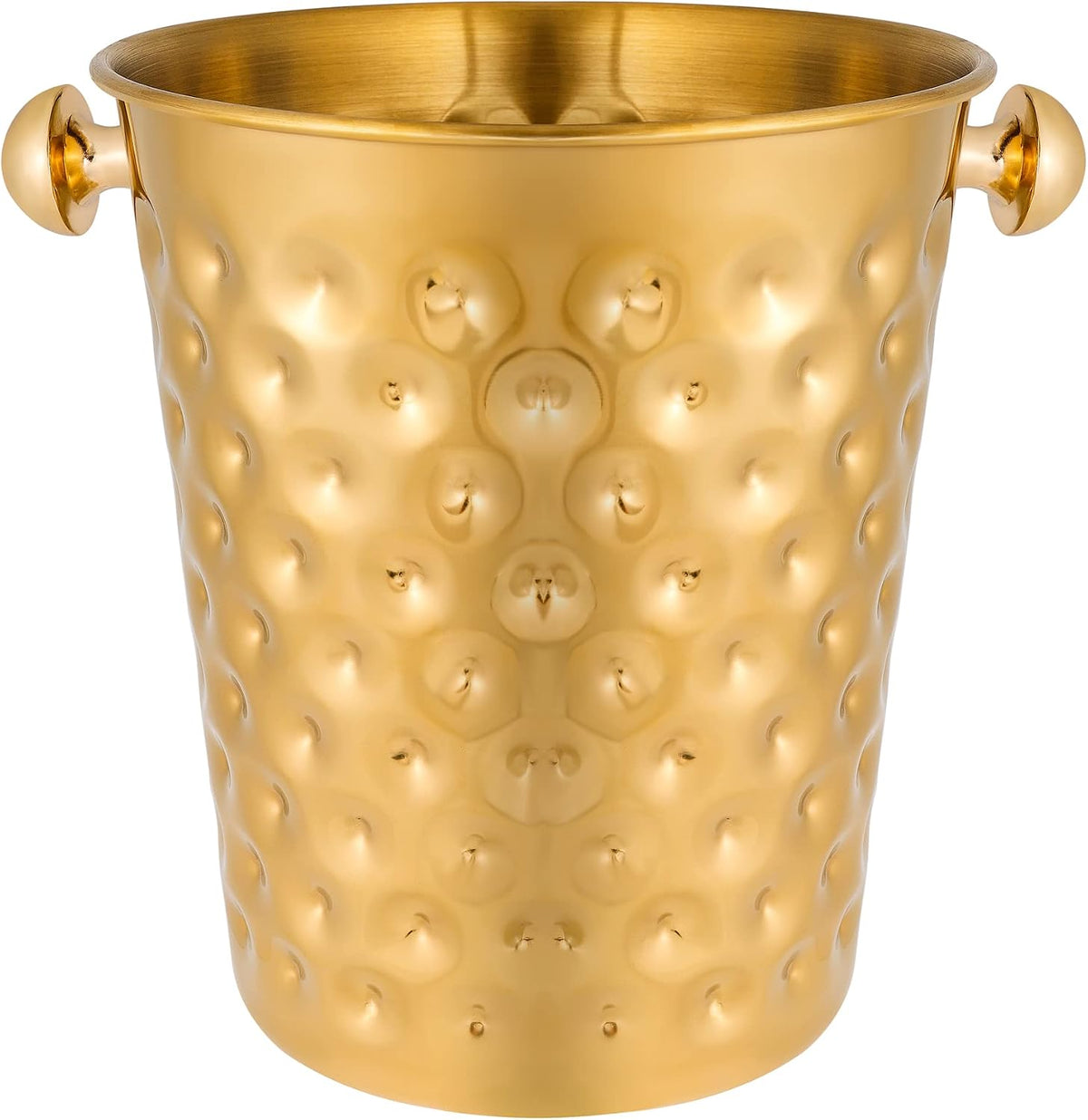 BARsics 5-Quart Metal Golden Champagne Bucket, Hammered Mirror Finish Stainless Steel Ice Bucket for Party, Wedding, Banquet (Gold)