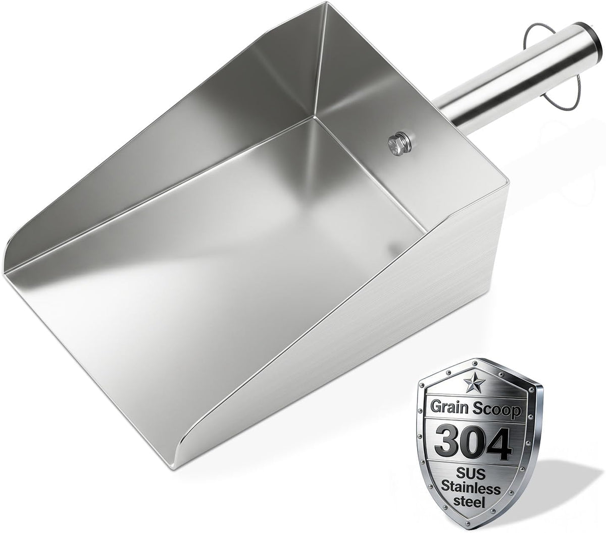 304 Stainless Steel Ice Scoop, Large 6-inch Metal Flour Scoop 50 Ounce