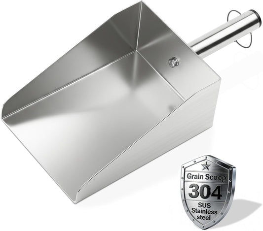 304 Stainless Steel Ice Scoop, Large 6-inch Metal Flour Scoop 50 Ounce
