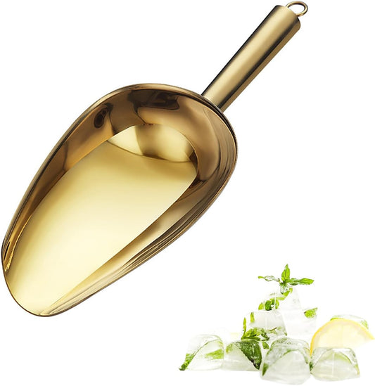 8 oz Gold Ice Scoop, Stainless Steel Food & Candy