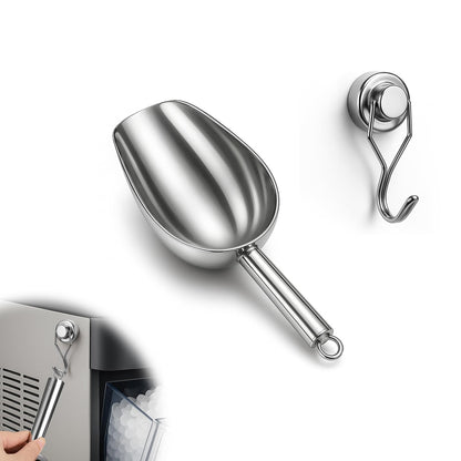 Stainless Steel Ice Scoop for Freezer with Magnetic Hook