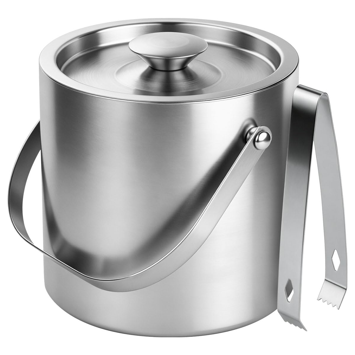 ChefBee 3L Double-Wall Stainless Steel Ice Bucket with Lid & Tongs