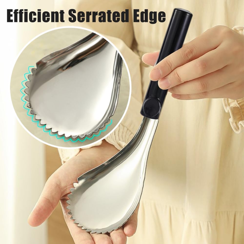 Ouliget Serrated Ice Crusher Spoon,Multipurpose Metal Ice Scoop Ice Cream Scoop for Smoothies Shaved Ice Frozen Cocktails,Fruit Corer Scraper Pumpkin Scooper Tool