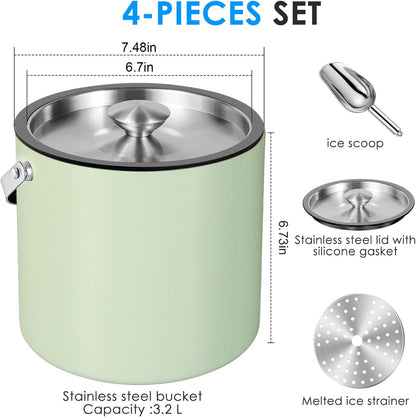 3.2L Insulated Ice Bucket for Parties with Lid & Scoop