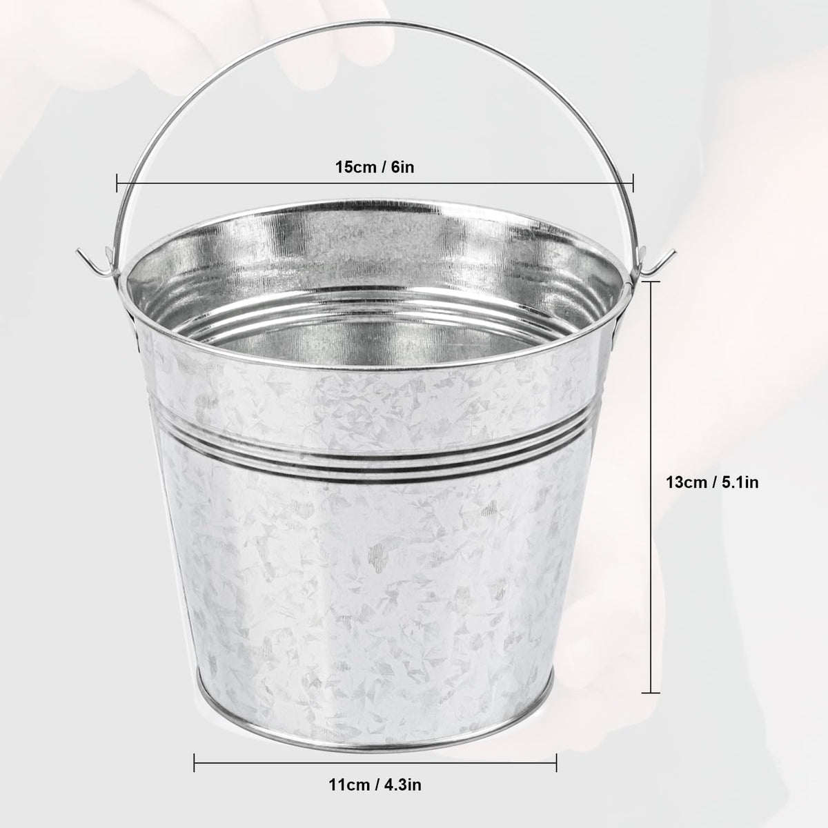 15 Pack 6 Inch Galvanized Bucket, Metal Buckets for Party, Silver Ice Buckets for Party, Easter Decor, Ice Cooler, Home Decor