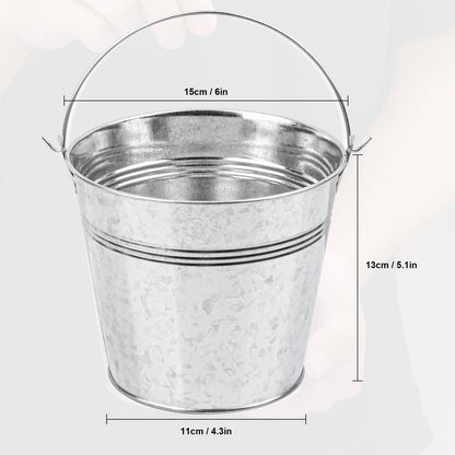 15 Pack 6 Inch Galvanized Bucket, Metal Buckets for Party, Silver Ice Buckets for Party, Easter Decor, Ice Cooler, Home Decor