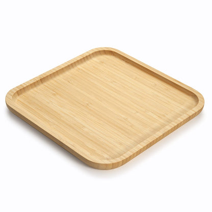 Bamboo Serving Platter, Round Wood Tray, Wooden Serving Tray, Fruit, Bread, Salad Plate, Round Wood Charcuterie Board (13.8 inch)