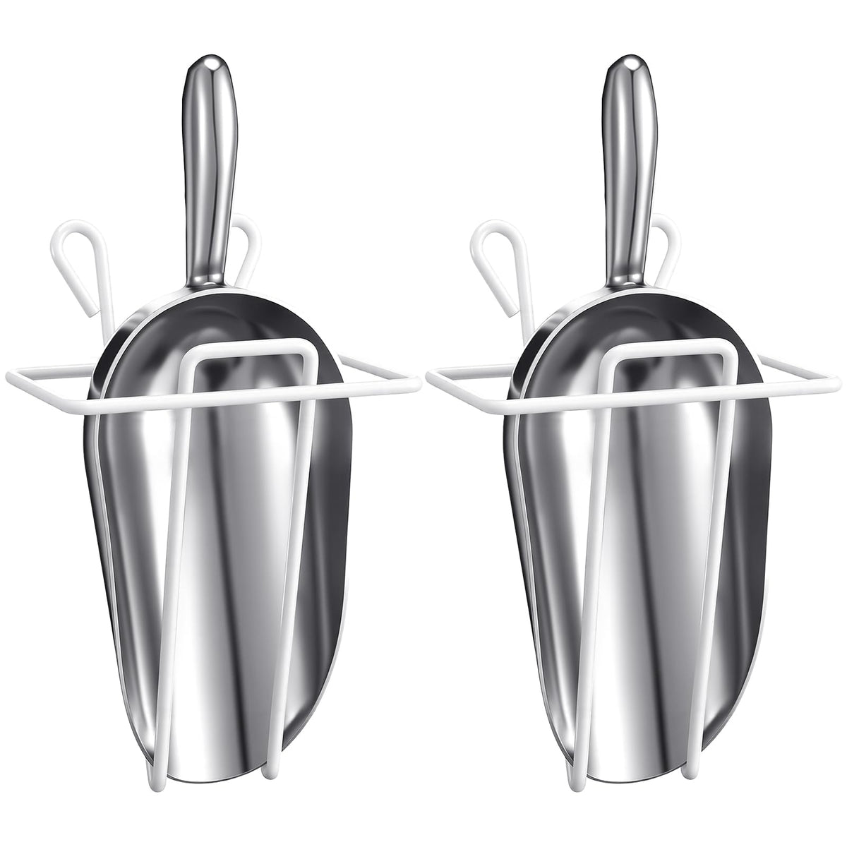 2 Set 85 oz Large Aluminum Ice Scoop with Holder, Metal Scooper