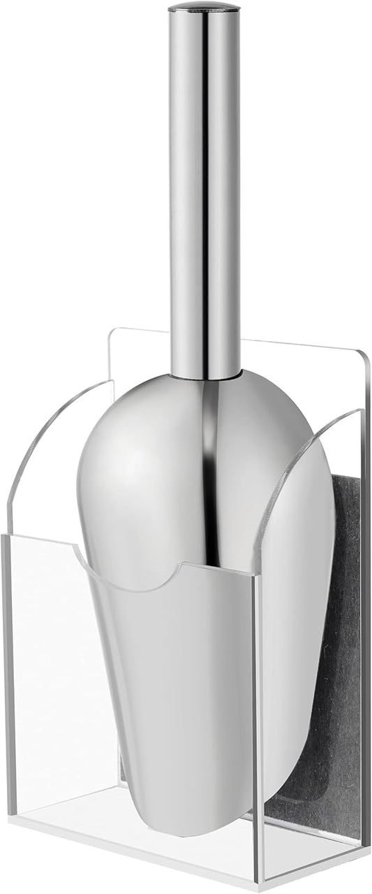 Stainless Steel Ice Scoop with Magnetic Acrylic Holder
