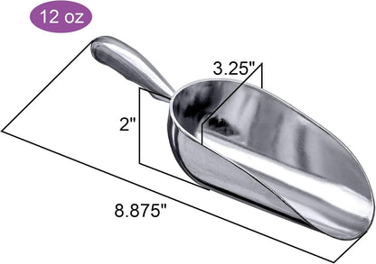 Amazing Abby - Elsa - 12-Ounce Aluminum Ice Scoops (Set of 2), Cast Aluminum Utility Scoops, Food-Grade, Good for Home and Commercial Use, NOT Dishwasher-Safe, Hand-Wash Recommended