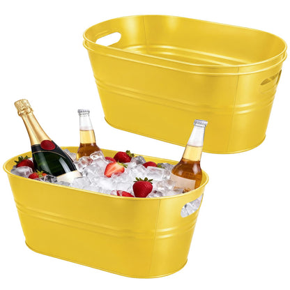 OBTANIM 3 Pack 4 Gallon Galvanized Ice Buckets Metal Champagne Drink Cooler Ice Tub with Carry Handles for Beer Cocktails Wine Beverage Home Parties Bar Cooling Supplies (Silvery)
