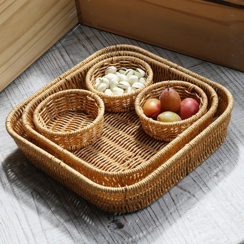 Snack Storage Serving Basket with 4 Compartment Divided Dried Fruit Trays