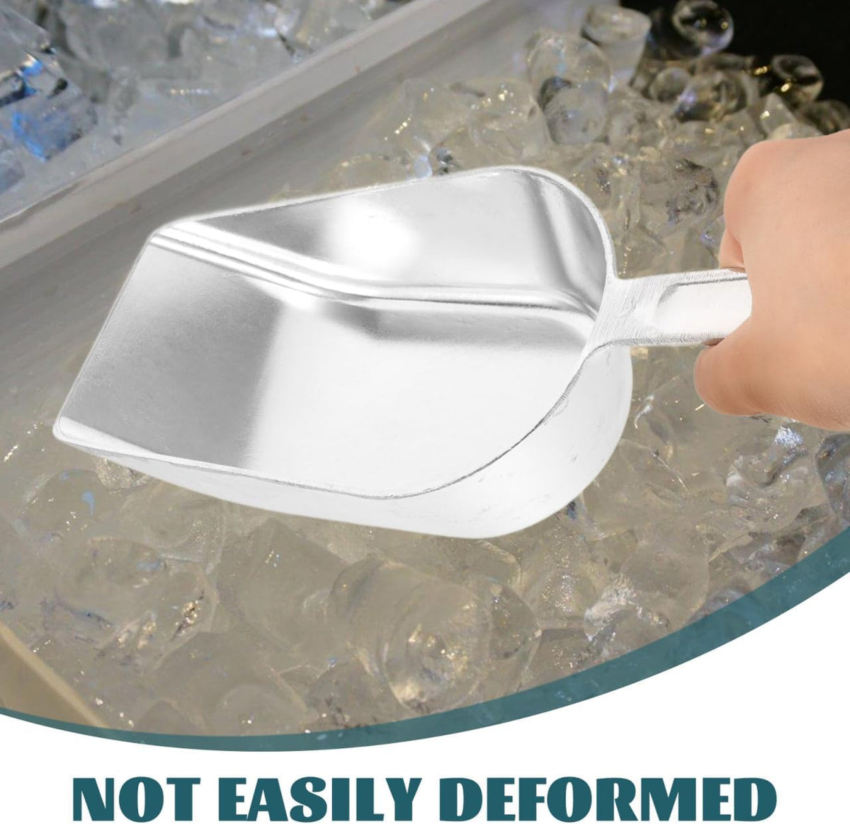 PRETYZOOM Ice Scoop for Freezer Metal Cube Shovel Grain Flour Food Machine Kitchen Bar Restaurant Dessert Shop 12x4.25x3.14 Inches Stainless Steel Utility Scoopers