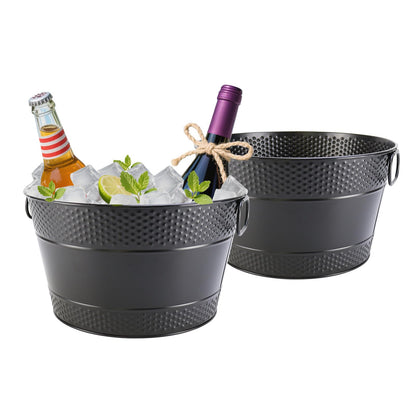 Ice Bucket for Parties Galvanized Beverage Tub, Drink Buckets Galvanized Bucket with Handles for Wine Beer Champagne Cocktails for Catering Bars (Copper-1PC)