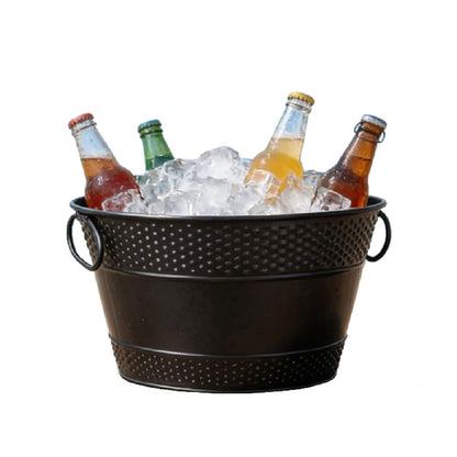 Beverage Tub Large Ice Bucket for Party, Thick Metal Galvanized Tub Drink Buckets, Beverage Bucket with Handles, Drink Bucket for Indoor & Outdoor Parties (1PC Black)