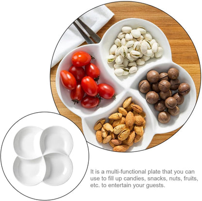 LABRIMP Multi-Grid Snack Plate Divided Serving Tray for Dried Fruit Nuts Candies and Snacks 10.47 X 10.47 X 1.33 in Food Serving Tray for Dining Table and Entertaining