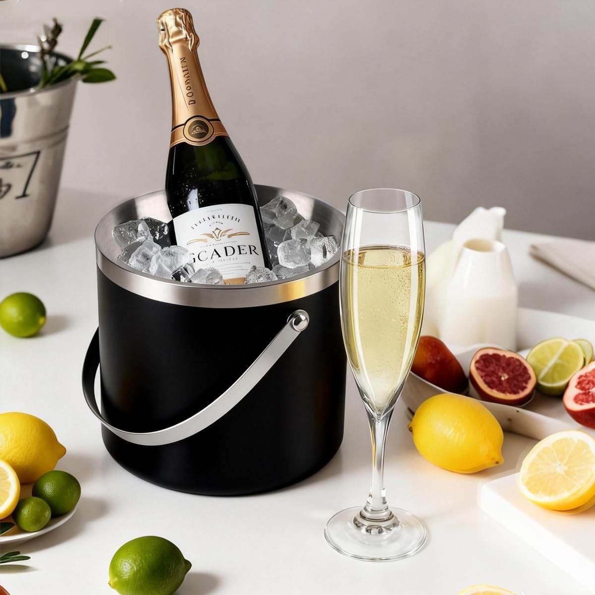 3L Double Wall Insulated Stainless Steel Ice Bucket for parties