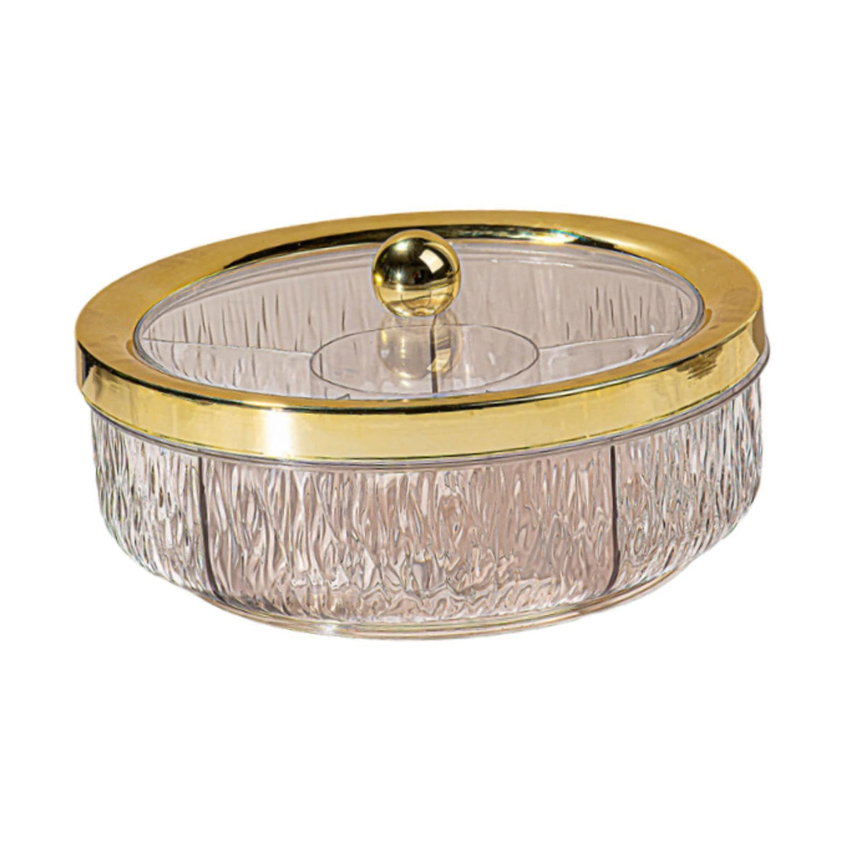 Rotating Divided Serving Tray with Lid, 6-Compartment Candy and Snack Platter, Rose Gold, for Wedding Party and Home Entertaining