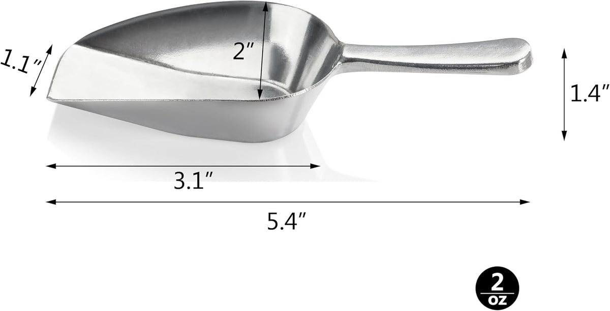 New Star Foodservice Cast Aluminum Flat Bottom Scoop, 2-Ounce, Silver