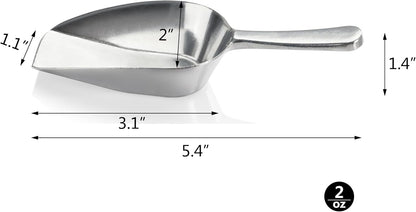 New Star Foodservice Cast Aluminum Flat Bottom Scoop, 2-Ounce, Silver