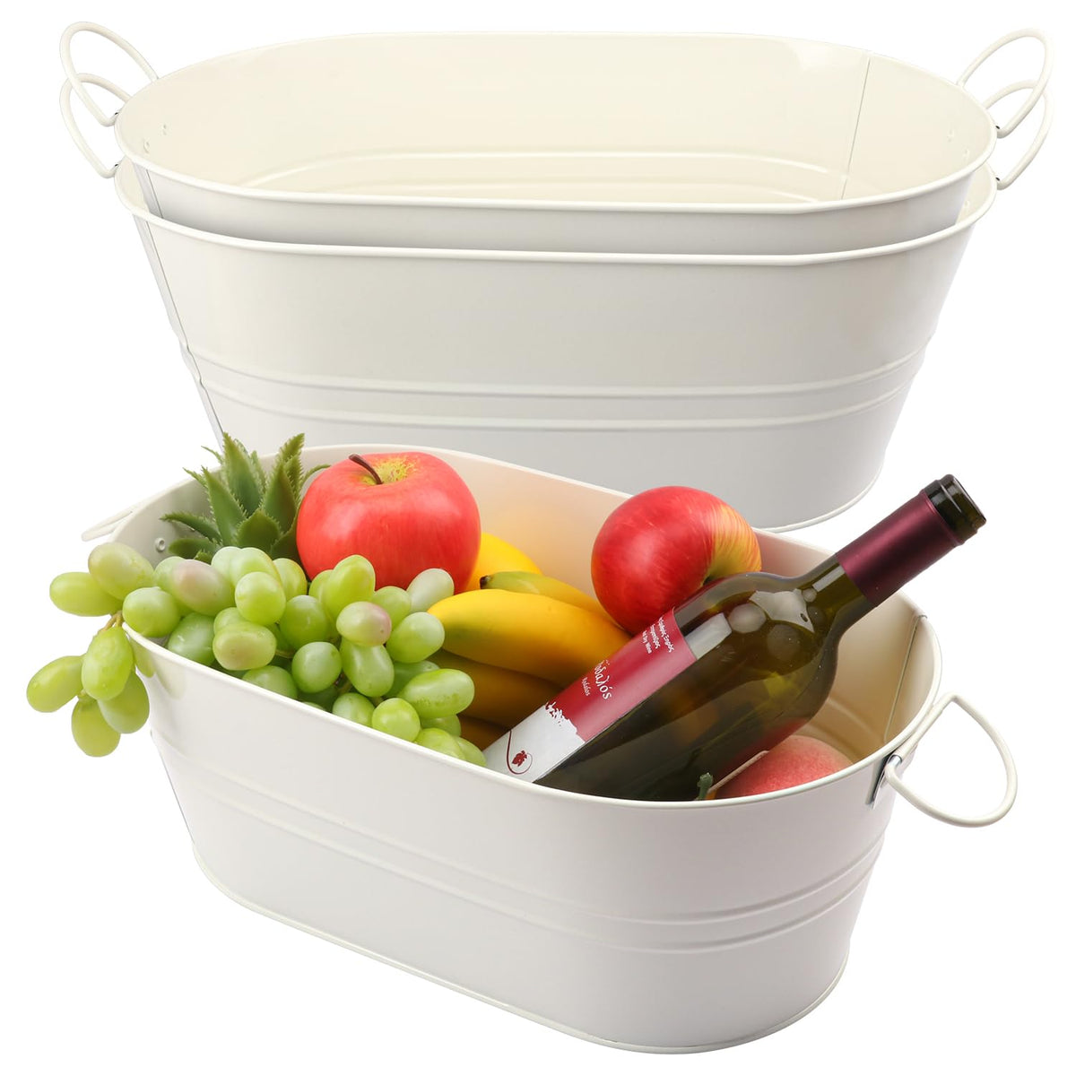 3 Pack 15.3" x 9" x 6" Red Metal Galvanized Tub with Handles, 3 Gallon Large Beverage Tubs for Parties, Beer, Wine, and Cocktails, Rust-Proof and Durable Ice Buckets