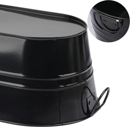2 Pack 3 Gallon Black Metal Beverage Tub, 15.3 × 9 × 6 in, Black