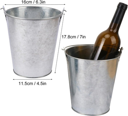 12 Pack 7 Inch Large Galvanized Ice Buckets with Handles, 100 OZ Metal Bucket for Beer, Wine, Champagne, Parties, BBQs, Tailgating, and Elegant Centerpieces