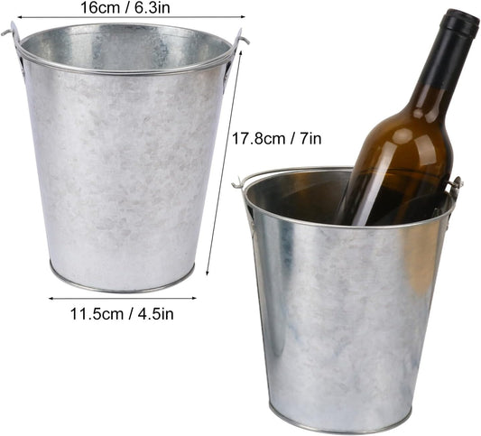 12 Pack 7 Inch Large Galvanized Ice Buckets with Handles, 100 OZ Metal Bucket for Beer, Wine, Champagne, Parties, BBQs, Tailgating, and Elegant Centerpieces