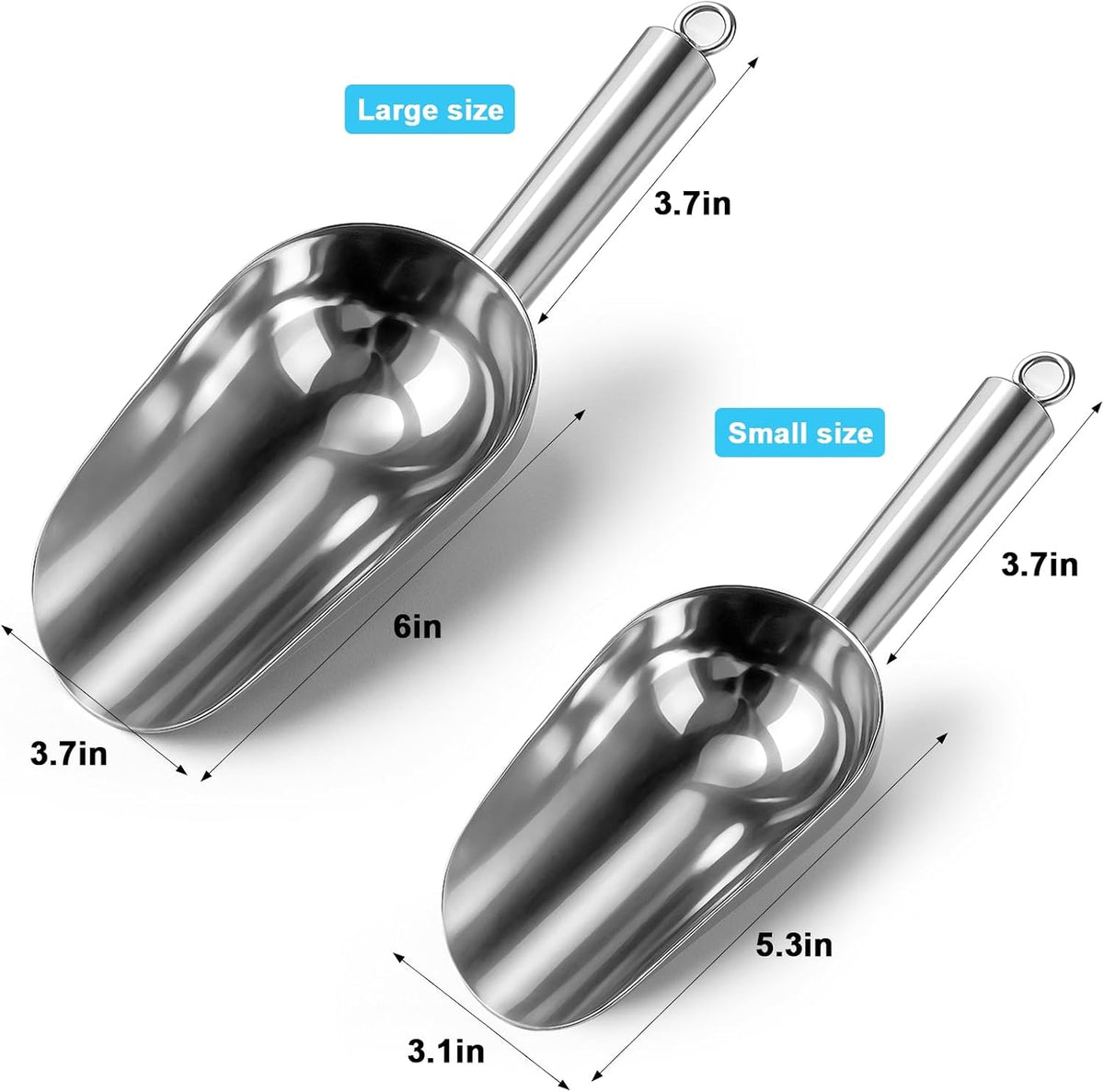 Stainless Steel Ice Scoop for Freezer with Magnetic Hook