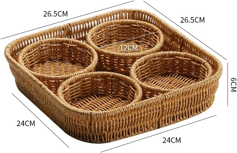 Snack Storage Serving Basket with 4 Compartment Divided Dried Fruit Trays