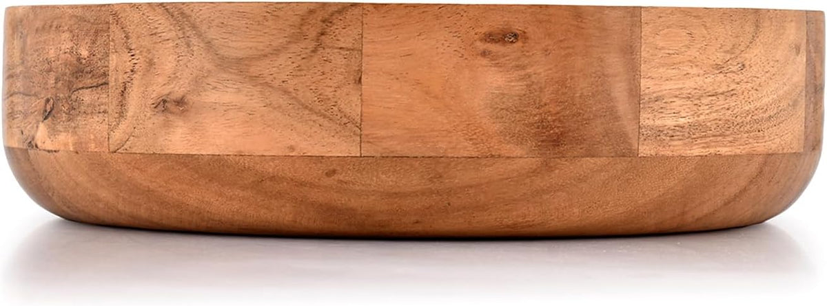 Kaizen Casa Wooden Round Shaped Serving Bowl for Fruit,Dessert Platter Tray Dish Kitchen Dining Fruit,Dessert,Snack