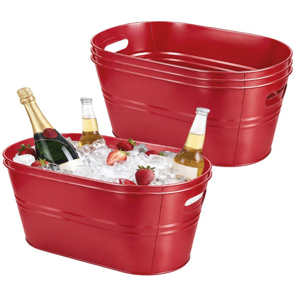 OBTANIM 3 Pack 4 Gallon Galvanized Ice Buckets Metal Champagne Drink Cooler Ice Tub with Carry Handles for Beer Cocktails Wine Beverage Home Parties Bar Cooling Supplies (Silvery)