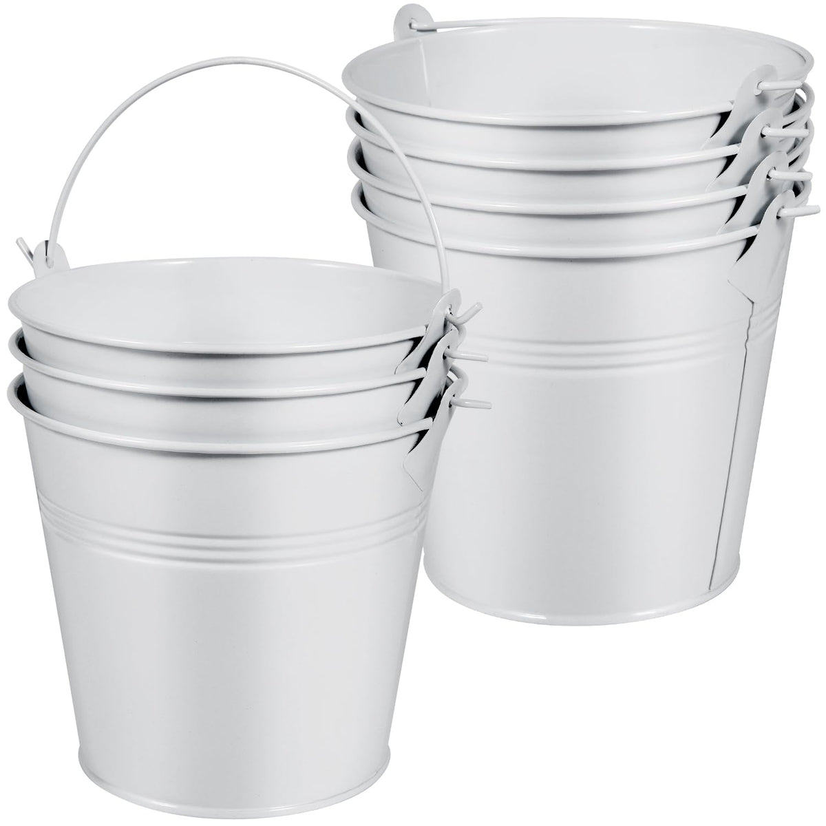 OBTANIM 7 Pack Red Metal Buckets with Handle Galvanized Ice Pails for Plants, Succulents, Party Favors Organizing, Rustic Home Decor or Classrooms Pencil Storage (7.1 x 5.2 inch)