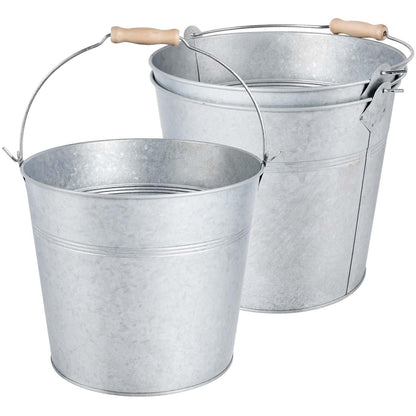 OBTANIM 4 Pack 8 Quart Galvanized Metal Buckets Champagne Drink Cooler Storage Ice Pails with Handle for Plants, Succulents, Party Favors Organizing Home Parties Bar Cooling Supplies