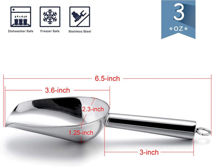 E-far Mini Scoop, 3 Ounce Stainless Steel Kitchen Utility Scoops, 4 Pack