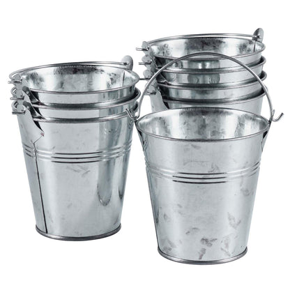 OBTANIM 8 Pack Galvanized Metal Buckets with Handle Ice Pails for Plants, Succulents, Party Favors Organizing, Rustic Home Decor or Classrooms Pencil Storage (7 x 5.1 inch)
