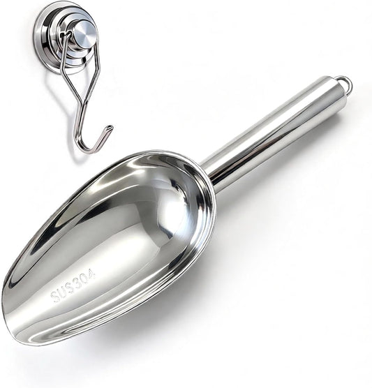 6Oz 304 Stainless Steel Ice Scoop for Freezer with Magnetic Hook