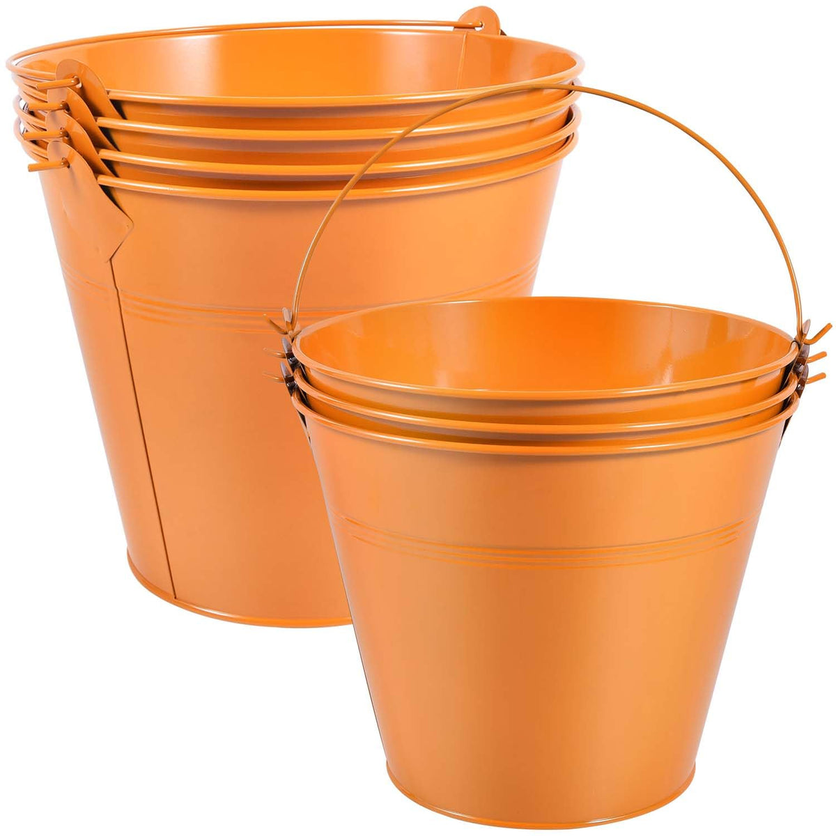OBTANIM 7 Pack Red Metal Buckets with Handle Galvanized Ice Pails for Plants, Succulents, Party Favors Organizing, Rustic Home Decor or Classrooms Pencil Storage (7.1 x 5.2 inch)